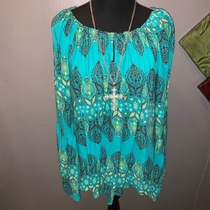 XL Charming New Directions Aqua/blue green Top